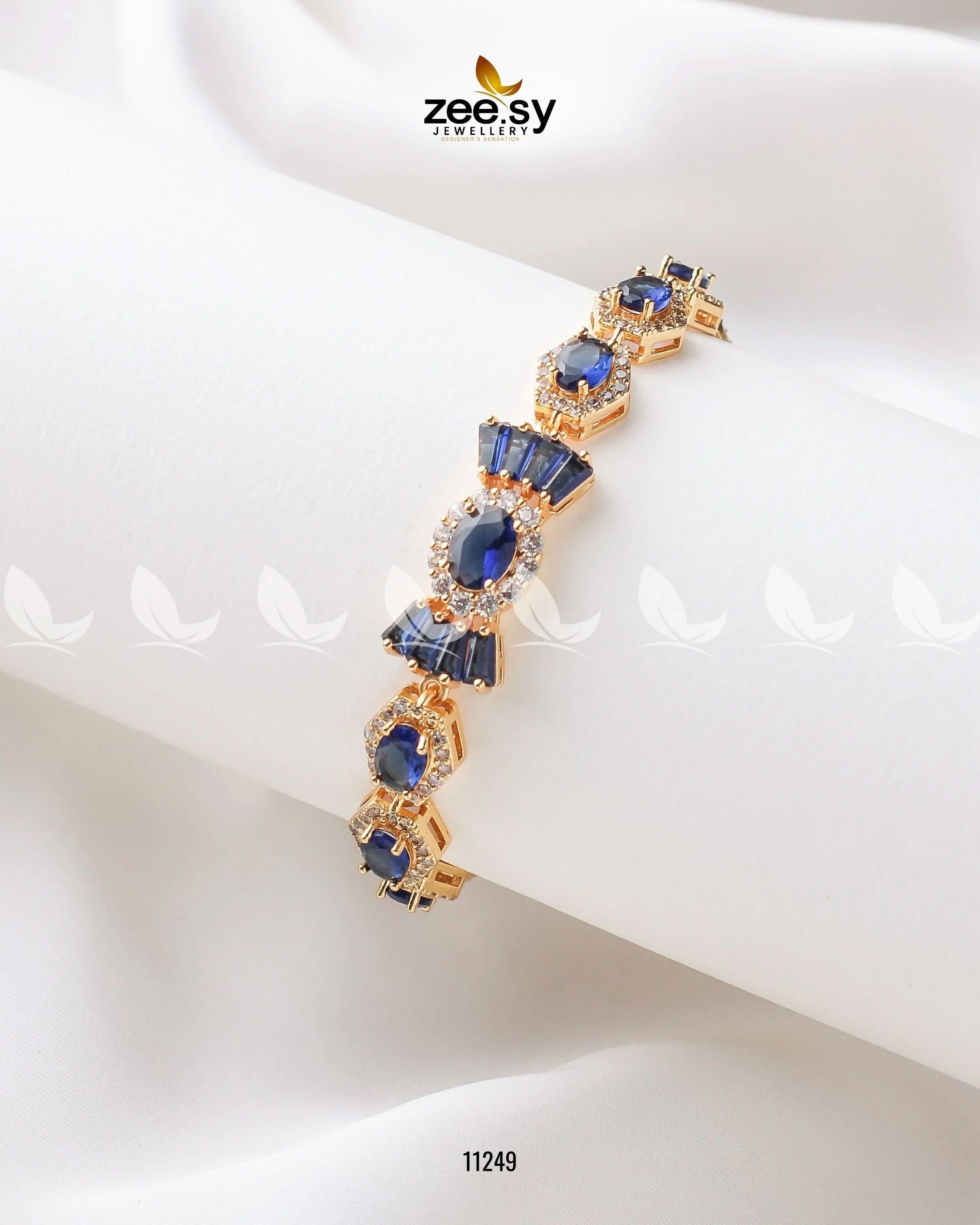 Mogra Bracelets Golden Blue Bracelet - Zeesy Jewellery Pakistan | Premium Artificial & Imitation Jewellery