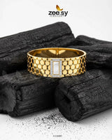 Oval Link Statement Bracelet Golden White Bracelet - Zeesy Jewellery Pakistan | Premium Artificial & Imitation Jewellery