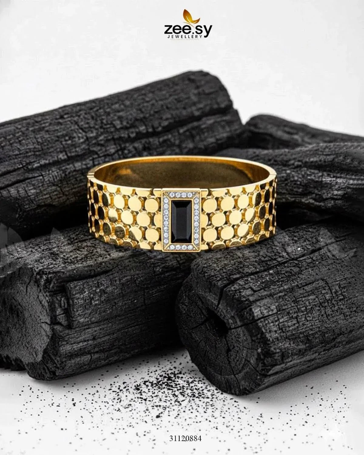 Oval Link Statement Bracelet Golden Black Bracelet - Zeesy Jewellery Pakistan | Premium Artificial & Imitation Jewellery