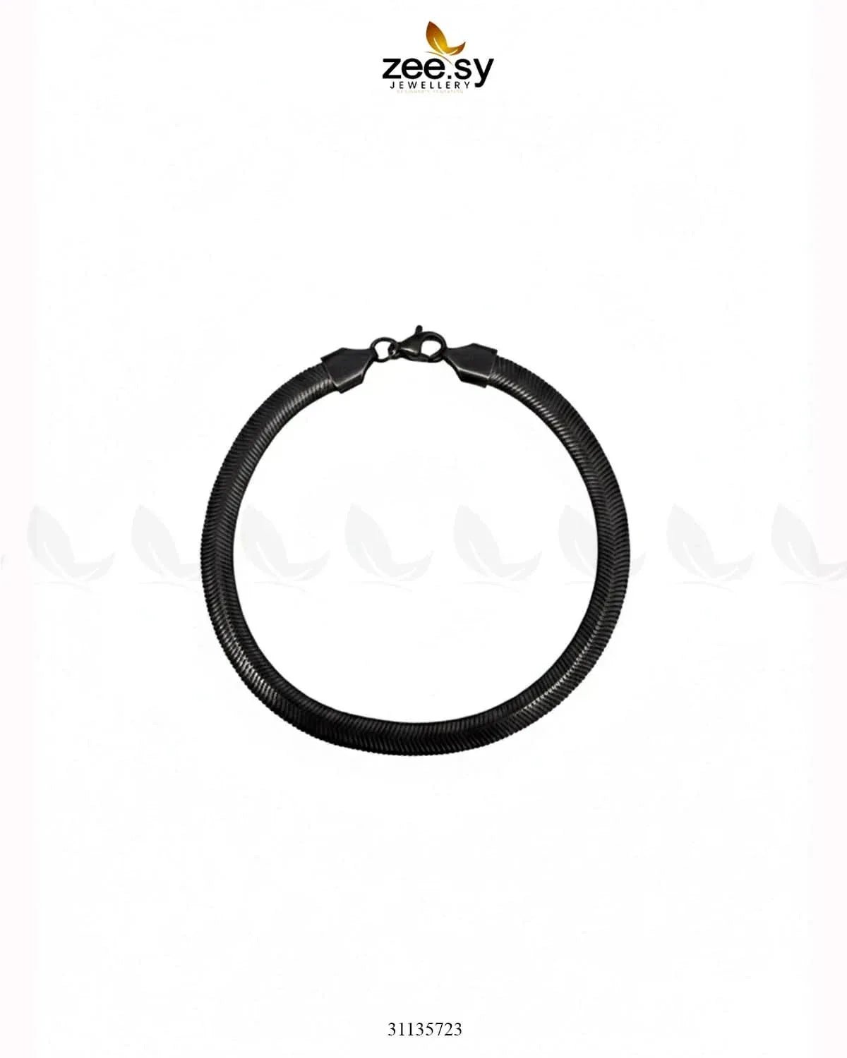 Classic Medium Herringbone Bracelet for Men Black Bracelet - Zeesy Jewellery Pakistan | Premium Artificial & Imitation Jewellery
