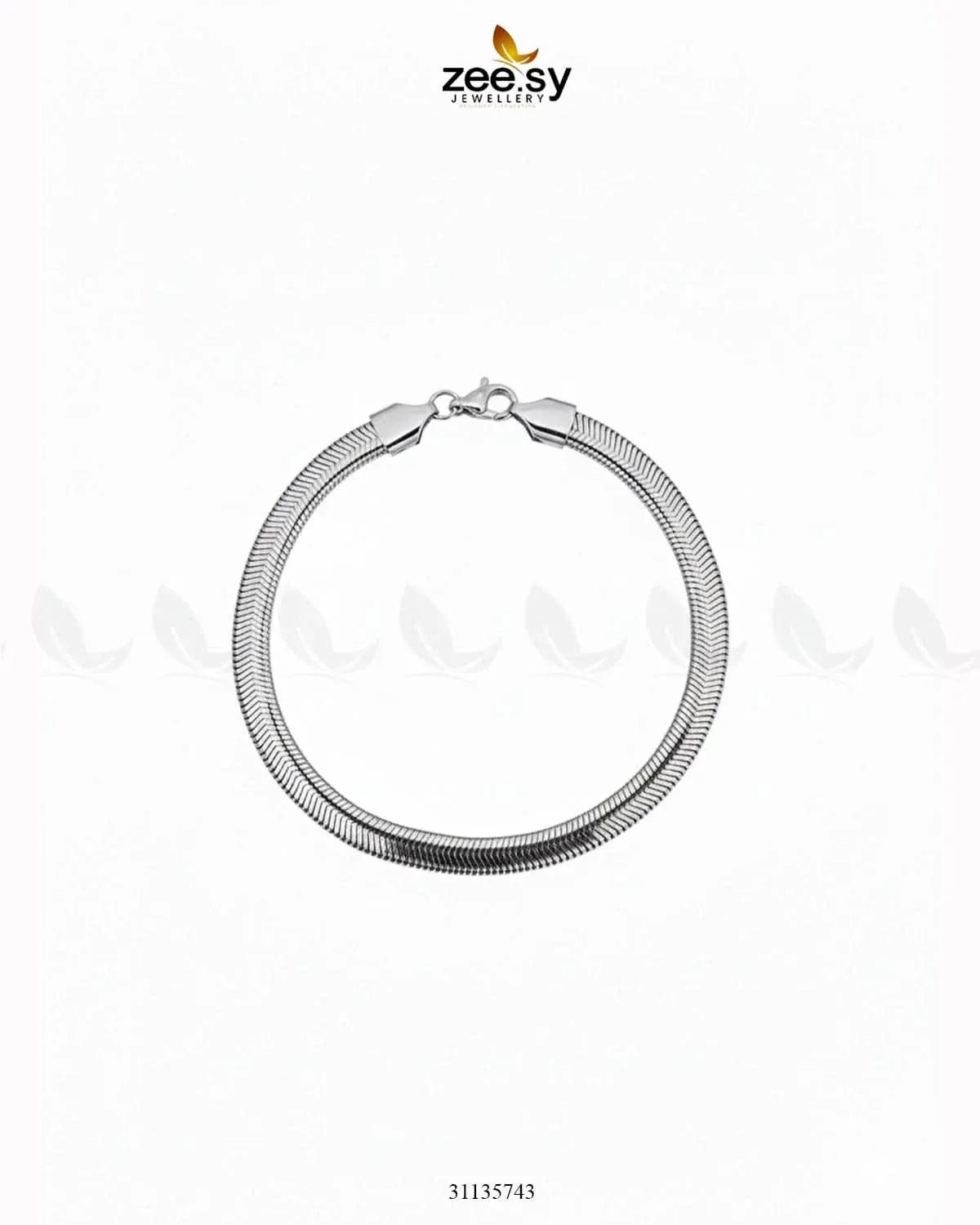 Classic Medium Herringbone Bracelet for Men Silver Bracelet - Zeesy Jewellery Pakistan | Premium Artificial & Imitation Jewellery