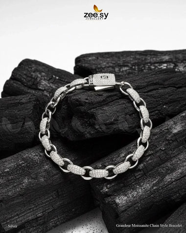 Grandeur Moissanite Charm Style Bracelet Silver Bracelet - Zeesy Jewellery Pakistan | Premium Artificial & Imitation Jewellery