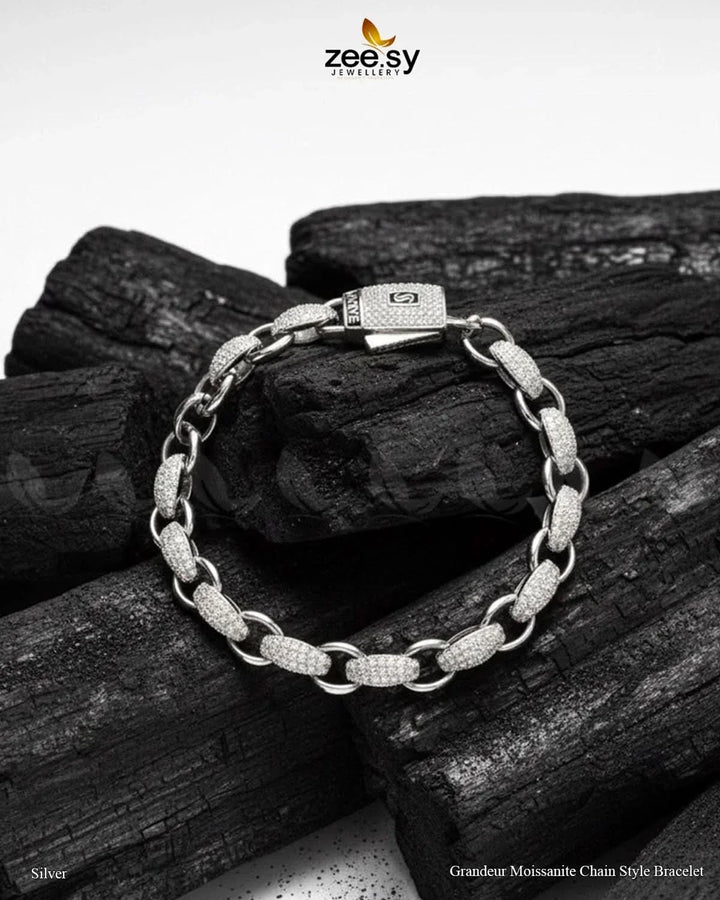 Grandeur Moissanite Charm Style Bracelet Silver Bracelet - Zeesy Jewellery Pakistan | Premium Artificial & Imitation Jewellery