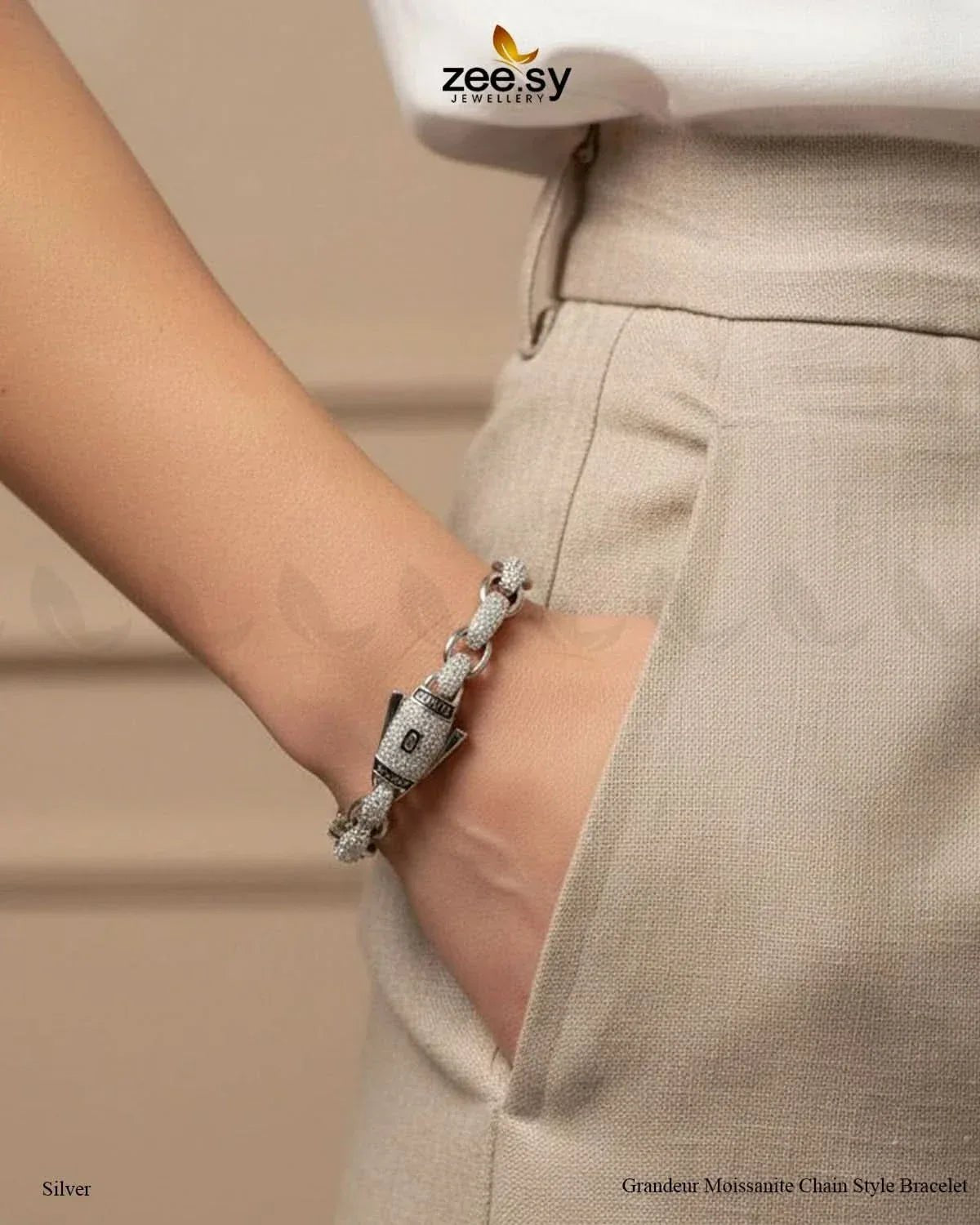 Grandeur Moissanite Charm Style Bracelet Bracelet - Zeesy Jewellery Pakistan | Premium Artificial & Imitation Jewellery