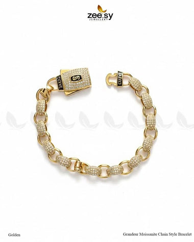 Grandeur Moissanite Charm Style Bracelet Golden Bracelet - Zeesy Jewellery Pakistan | Premium Artificial & Imitation Jewellery