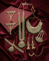 Jeweled Traditionnal Grand Bridal Set Green Bridal - Zeesy Jewellery Pakistan | Premium Artificial & Imitation Jewellery