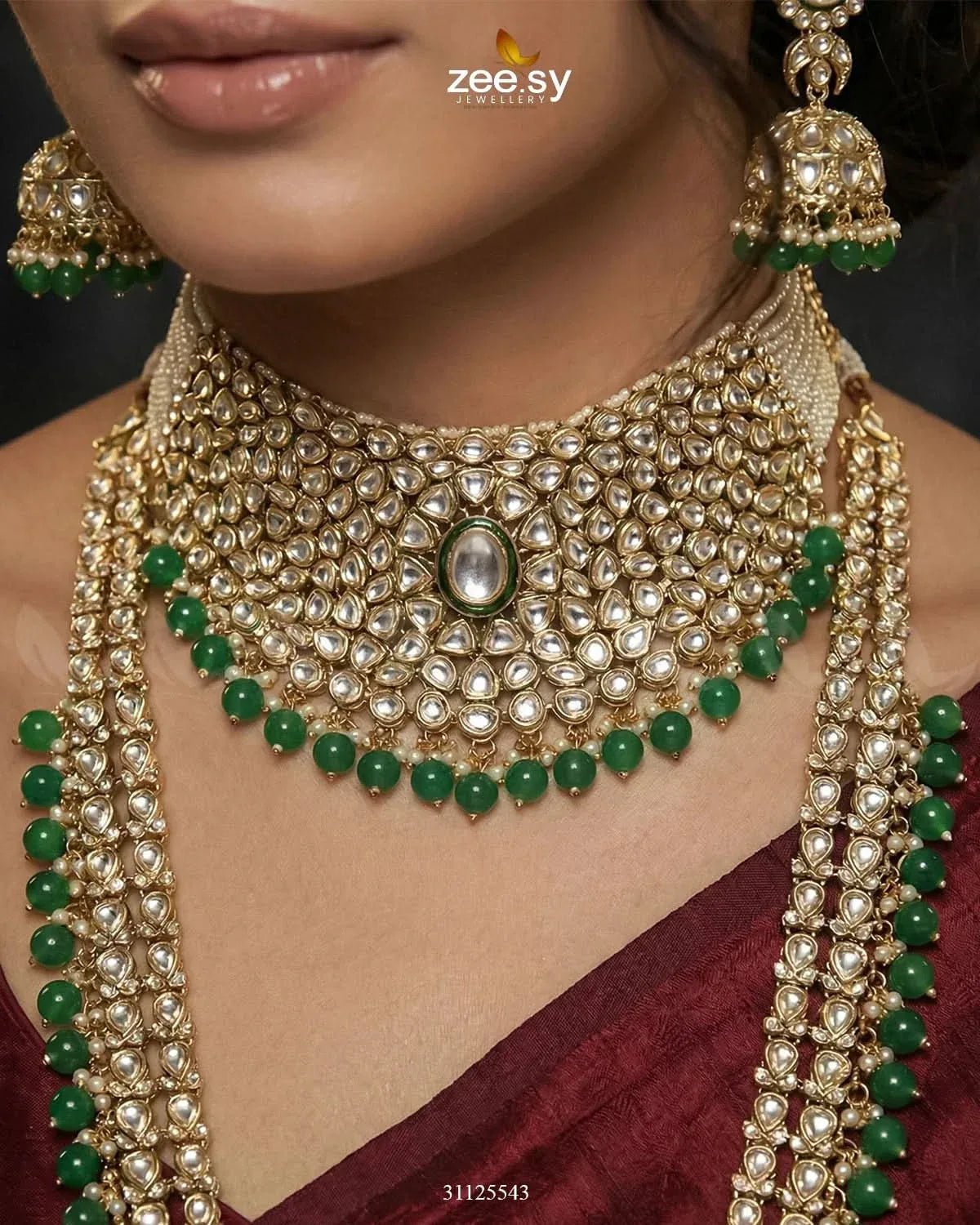Jeweled Traditionnal Grand Bridal Set Bridal - Zeesy Jewellery Pakistan | Premium Artificial & Imitation Jewellery