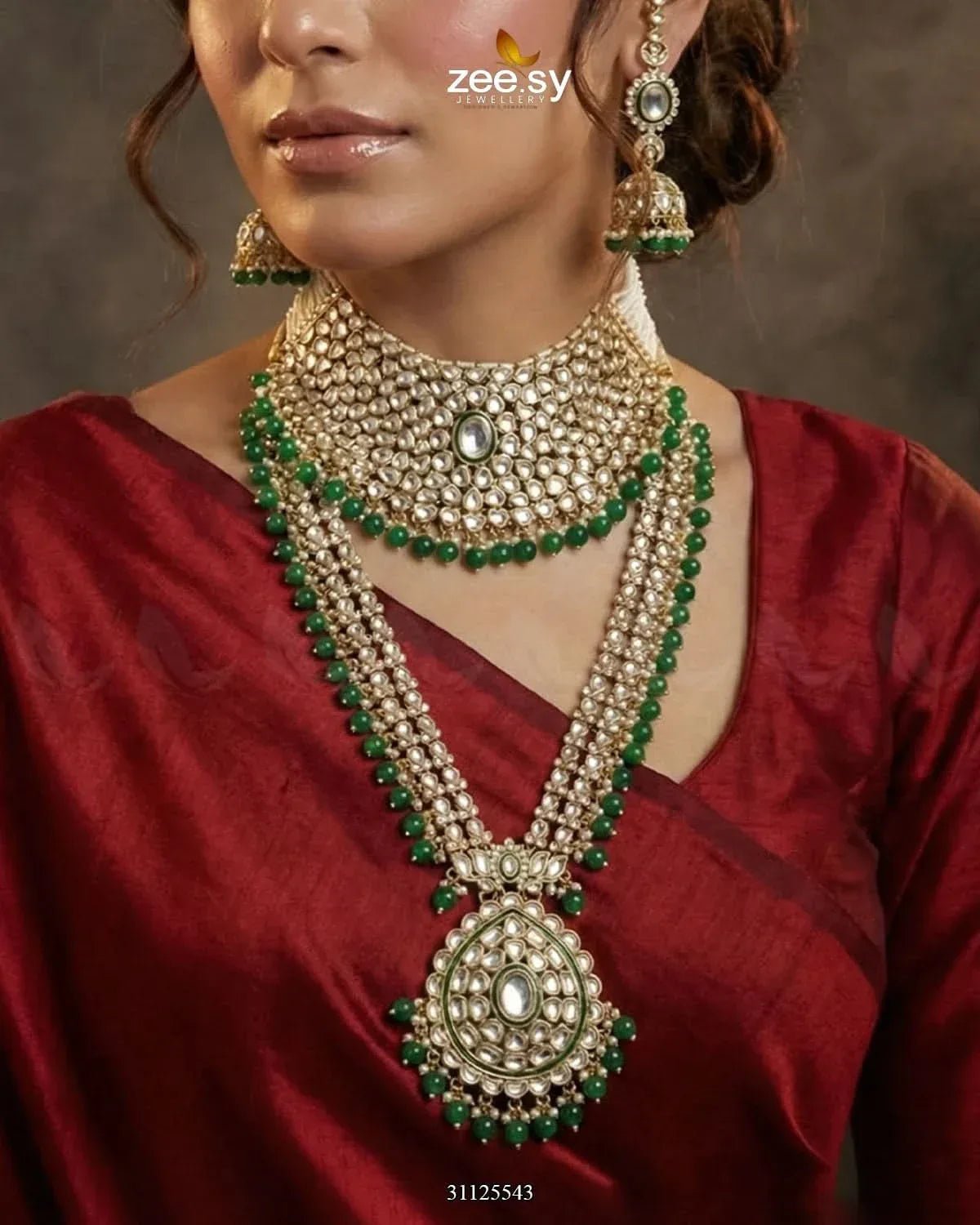 Jeweled Traditionnal Grand Bridal Set Bridal - Zeesy Jewellery Pakistan | Premium Artificial & Imitation Jewellery