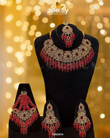BRIDAL-0205 Red Bridal Set - Zeesy Jewellery Pakistan | Premium Artificial & Imitation Jewellery