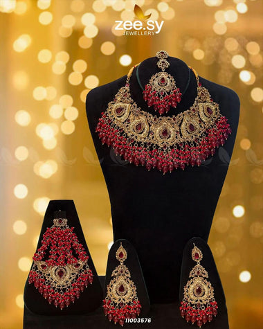 BRIDAL-0206 Red Bridal Set - Zeesy Jewellery Pakistan | Premium Artificial & Imitation Jewellery