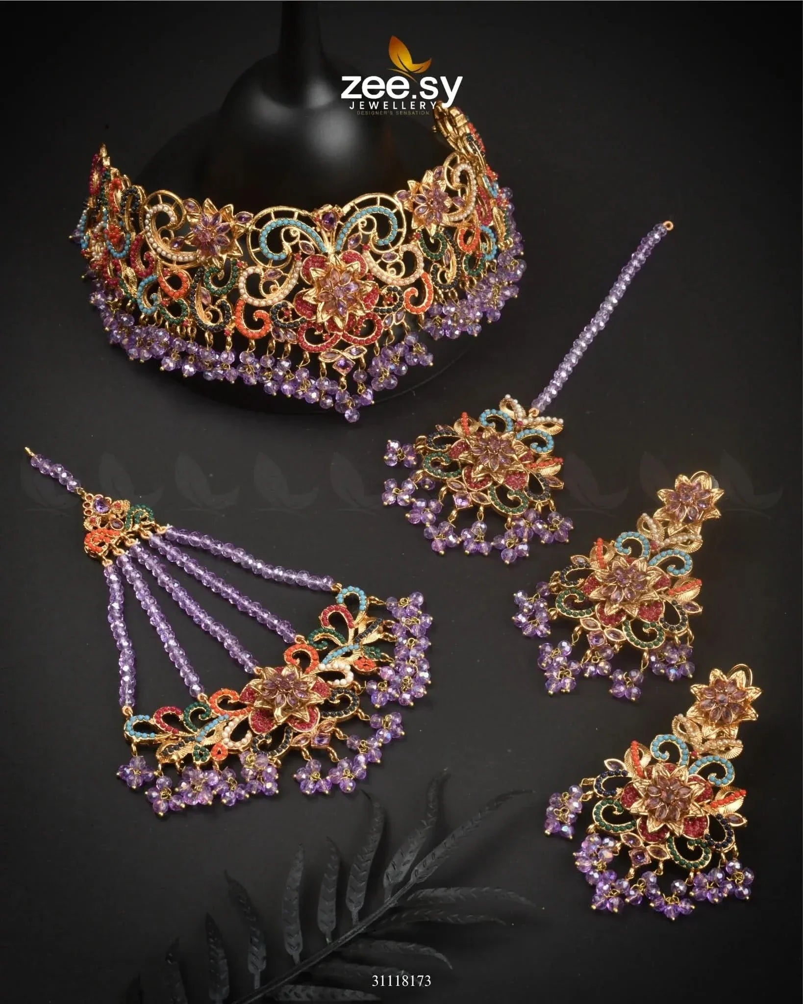 Primrose Bridal Set Purple Bridal Set - Zeesy Jewellery Pakistan | Premium Artificial & Imitation Jewellery