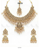 Shahi Qatra CutStone Bridal Set Champagne Bridal Set - Zeesy Jewellery Pakistan | Premium Artificial & Imitation Jewellery