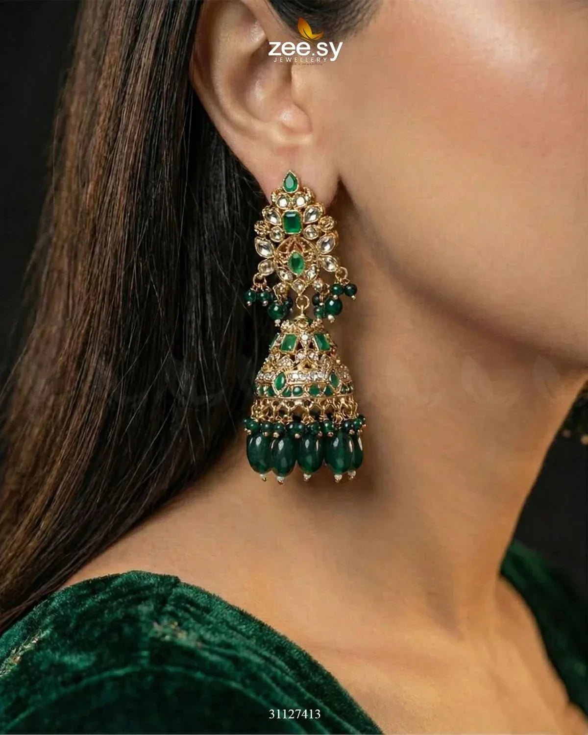 Shahi Qatra CutStone Bridal Set Bridal Set - Zeesy Jewellery Pakistan | Premium Artificial & Imitation Jewellery