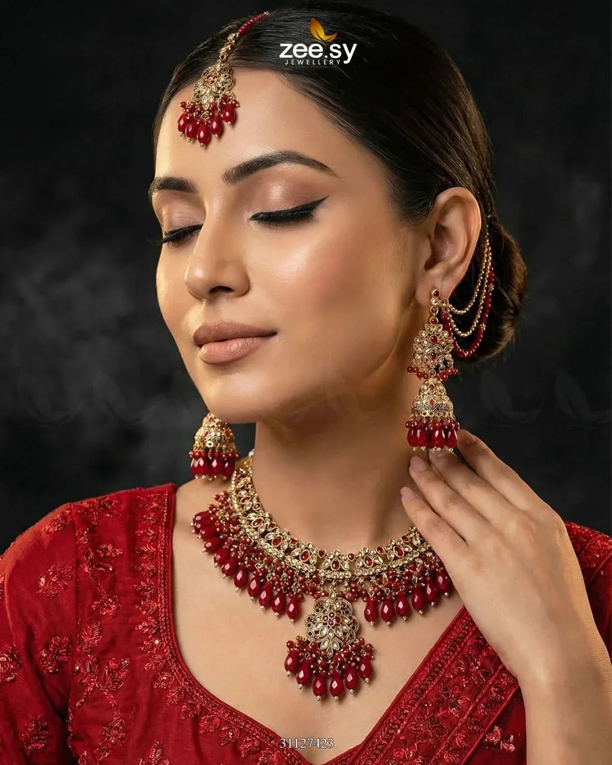 Shahi Qatra CutStone Bridal Set Bridal Set - Zeesy Jewellery Pakistan | Premium Artificial & Imitation Jewellery