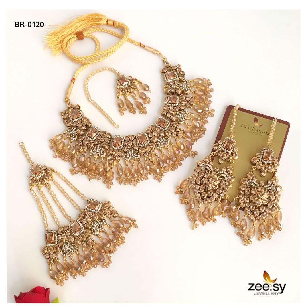 Kundan Bridal-0120 Bridal Set - Zeesy Jewellery Pakistan | Premium Artificial & Imitation Jewellery