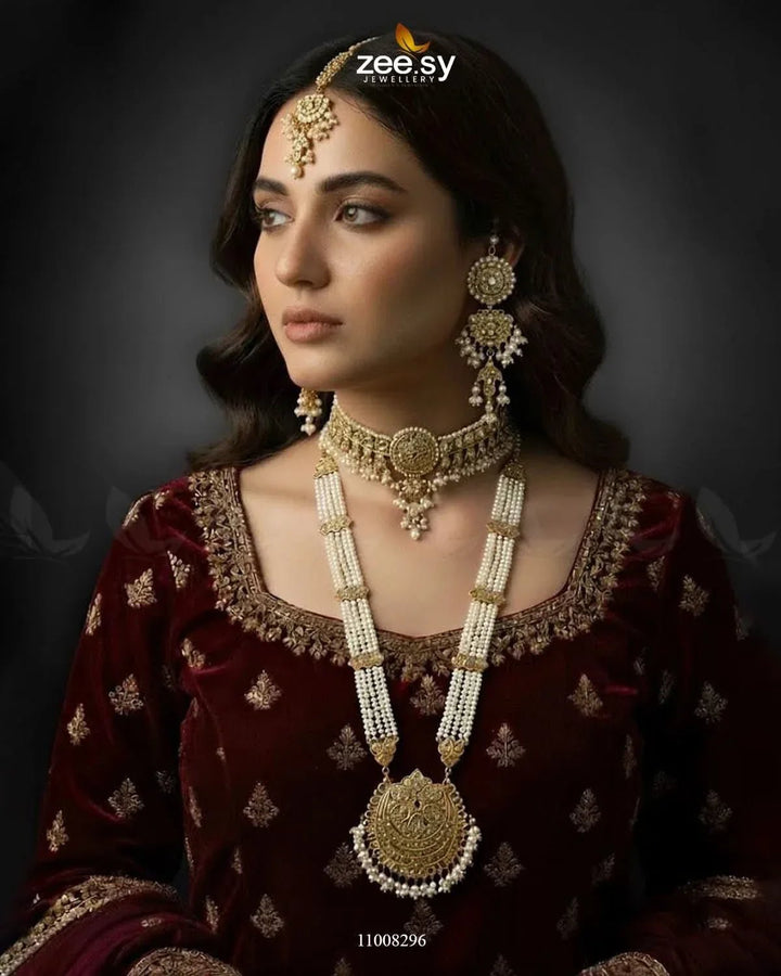 Regal Pearl Jhoomar Bridal Set Bridal Set - Zeesy Jewellery Pakistan | Premium Artificial & Imitation Jewellery