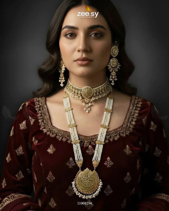 Regal Pearl Jhoomar Bridal Set Bridal Set - Zeesy Jewellery Pakistan | Premium Artificial & Imitation Jewellery