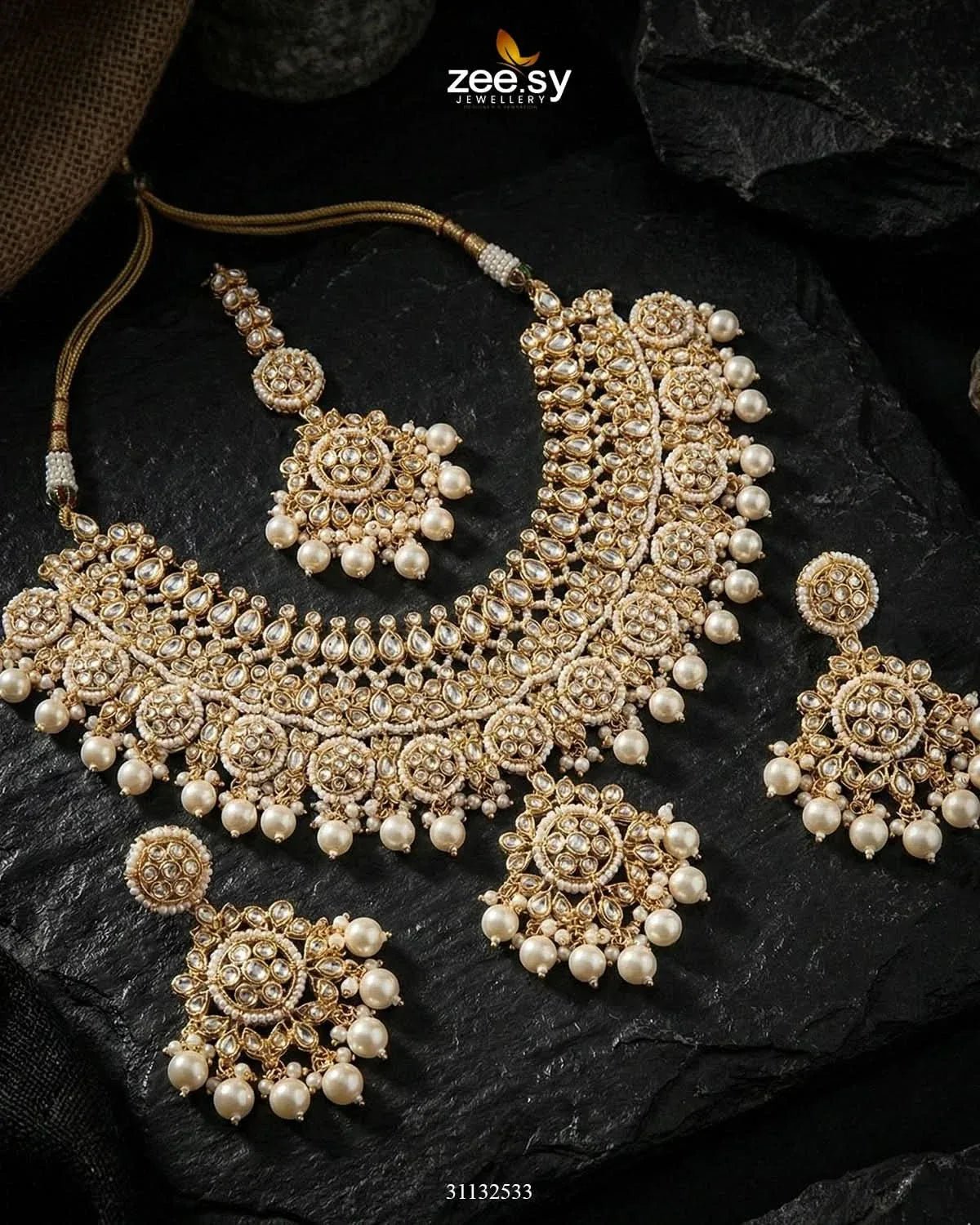 Royal Heritage Kundan Bridal Set Bridal Set - Zeesy Jewellery Pakistan | Premium Artificial & Imitation Jewellery