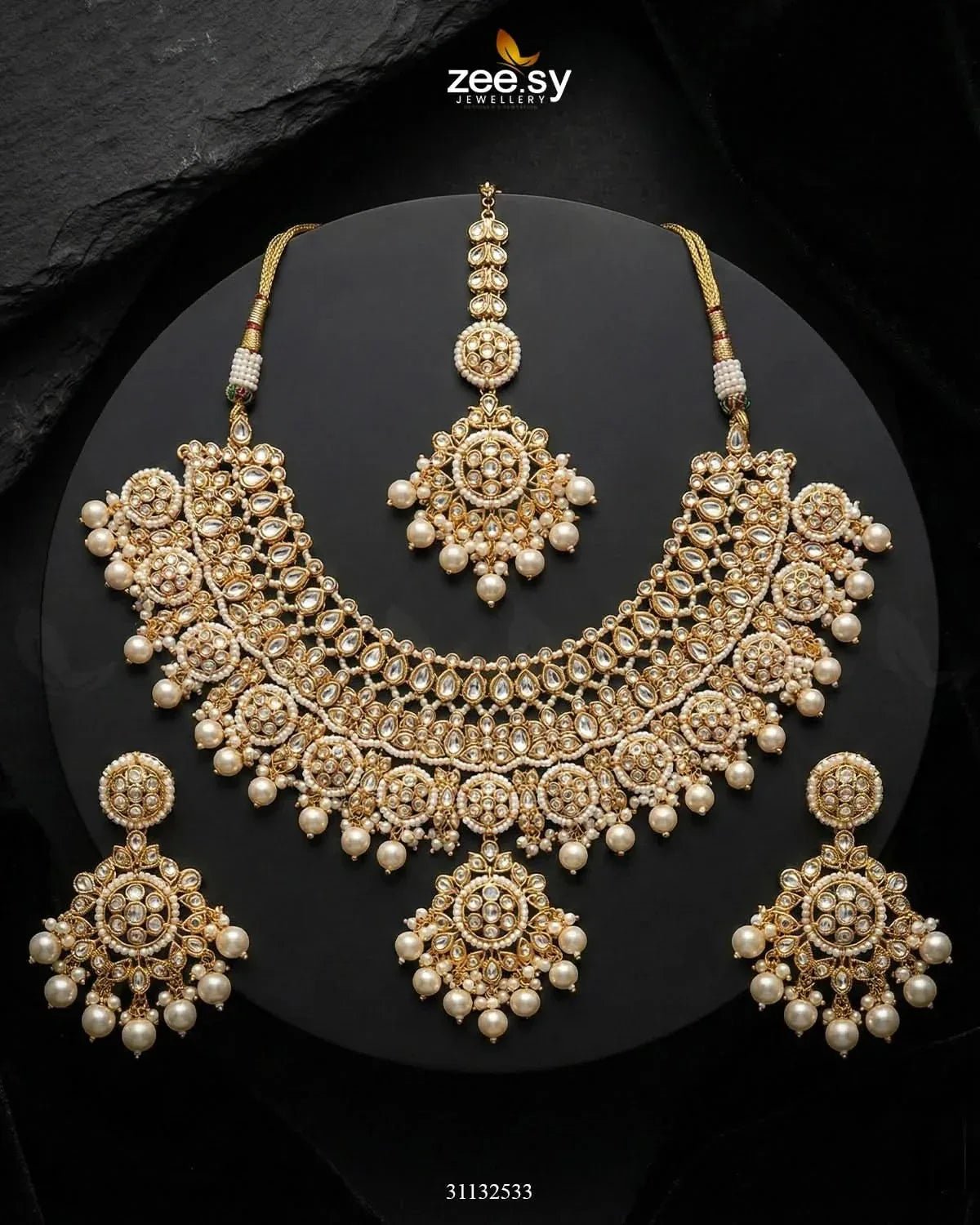 Royal Heritage Kundan Bridal Set Bridal Set - Zeesy Jewellery Pakistan | Premium Artificial & Imitation Jewellery