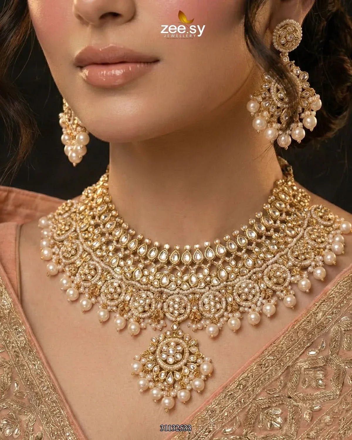 Royal Heritage Kundan Bridal Set Bridal Set - Zeesy Jewellery Pakistan | Premium Artificial & Imitation Jewellery