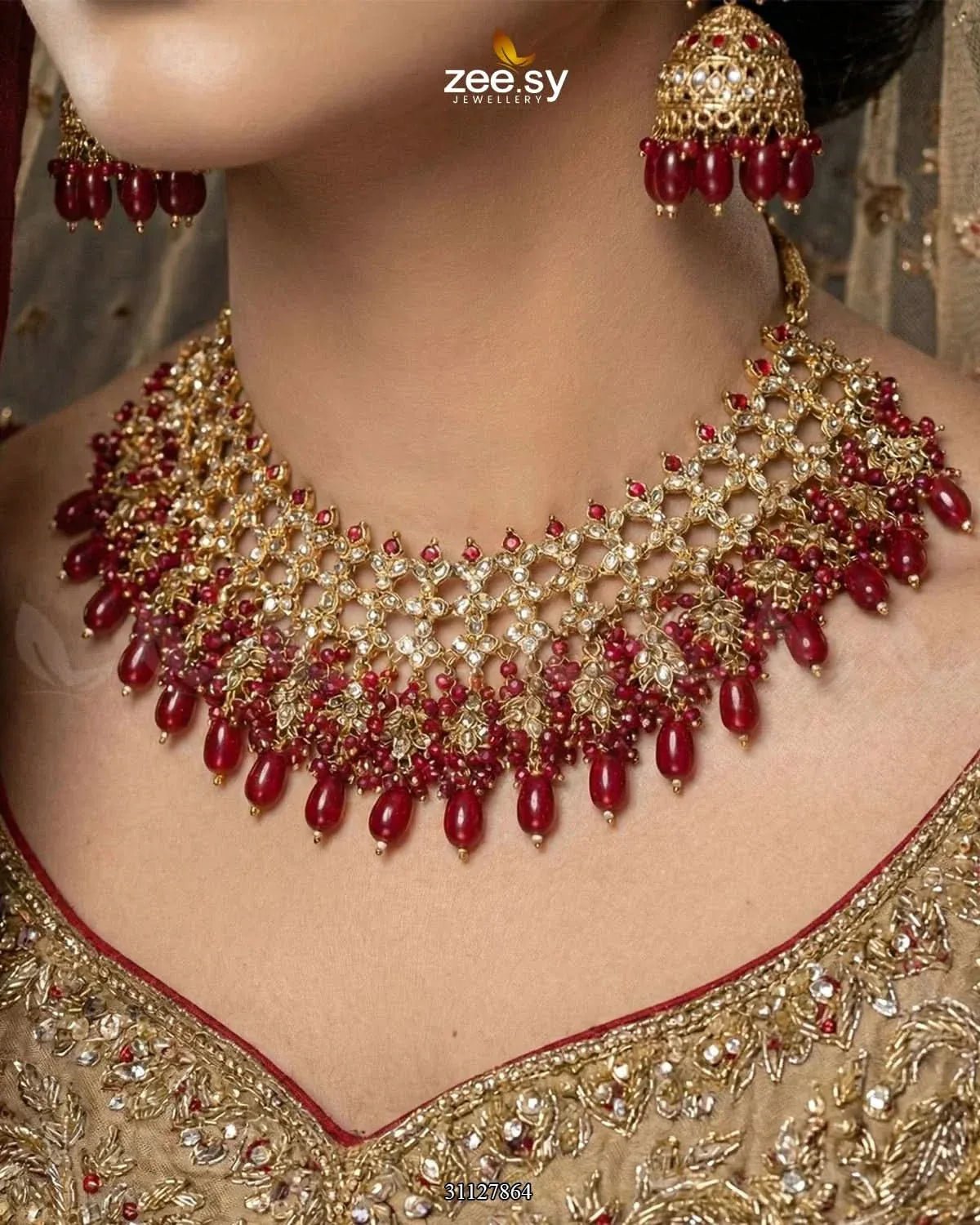 Imperial Malachite Gems Bridal Set Bridal Set - Zeesy Jewellery Pakistan | Premium Artificial & Imitation Jewellery