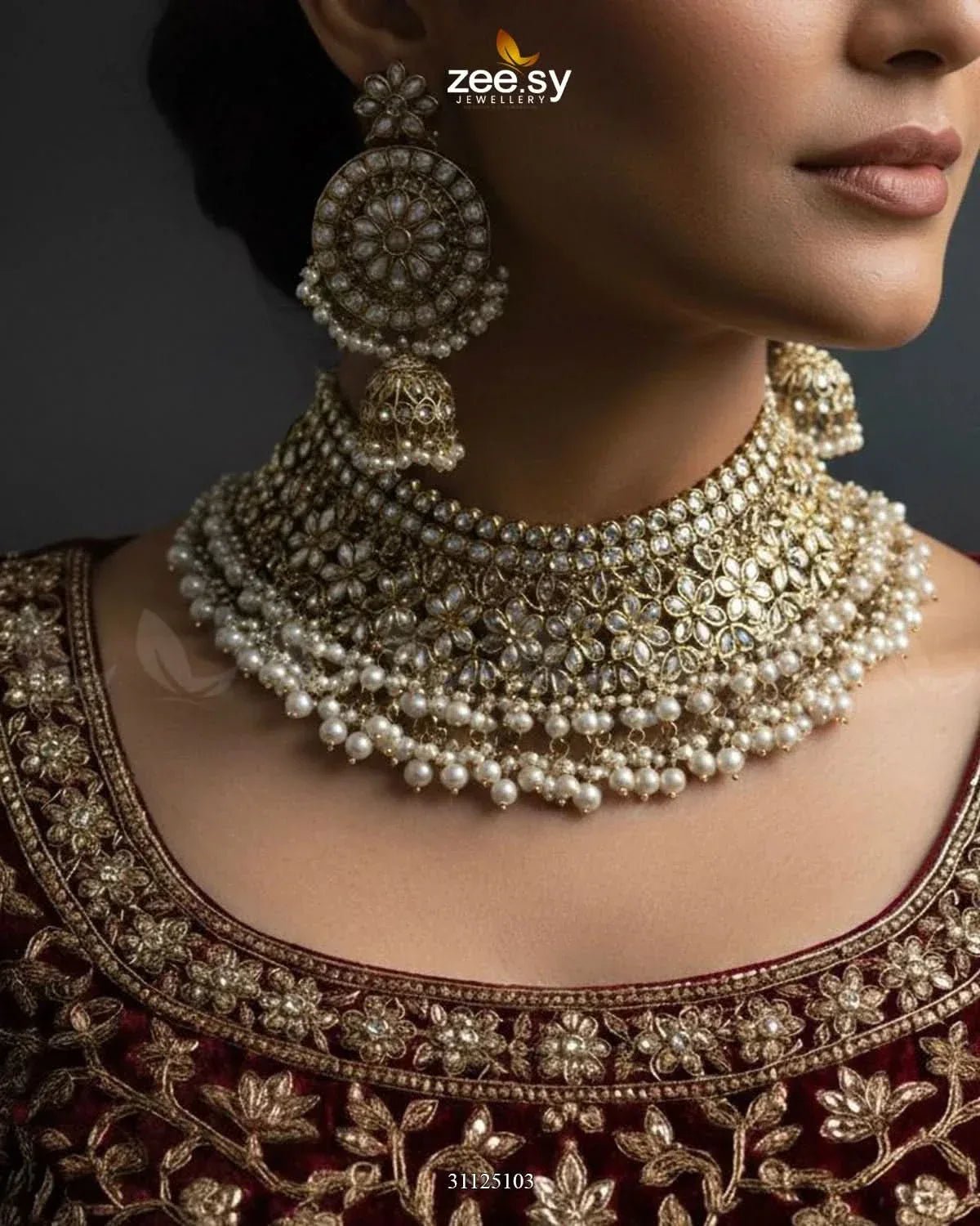 Precious Moitif Ornate Bridal Set Bridal Set - Zeesy Jewellery Pakistan | Premium Artificial & Imitation Jewellery