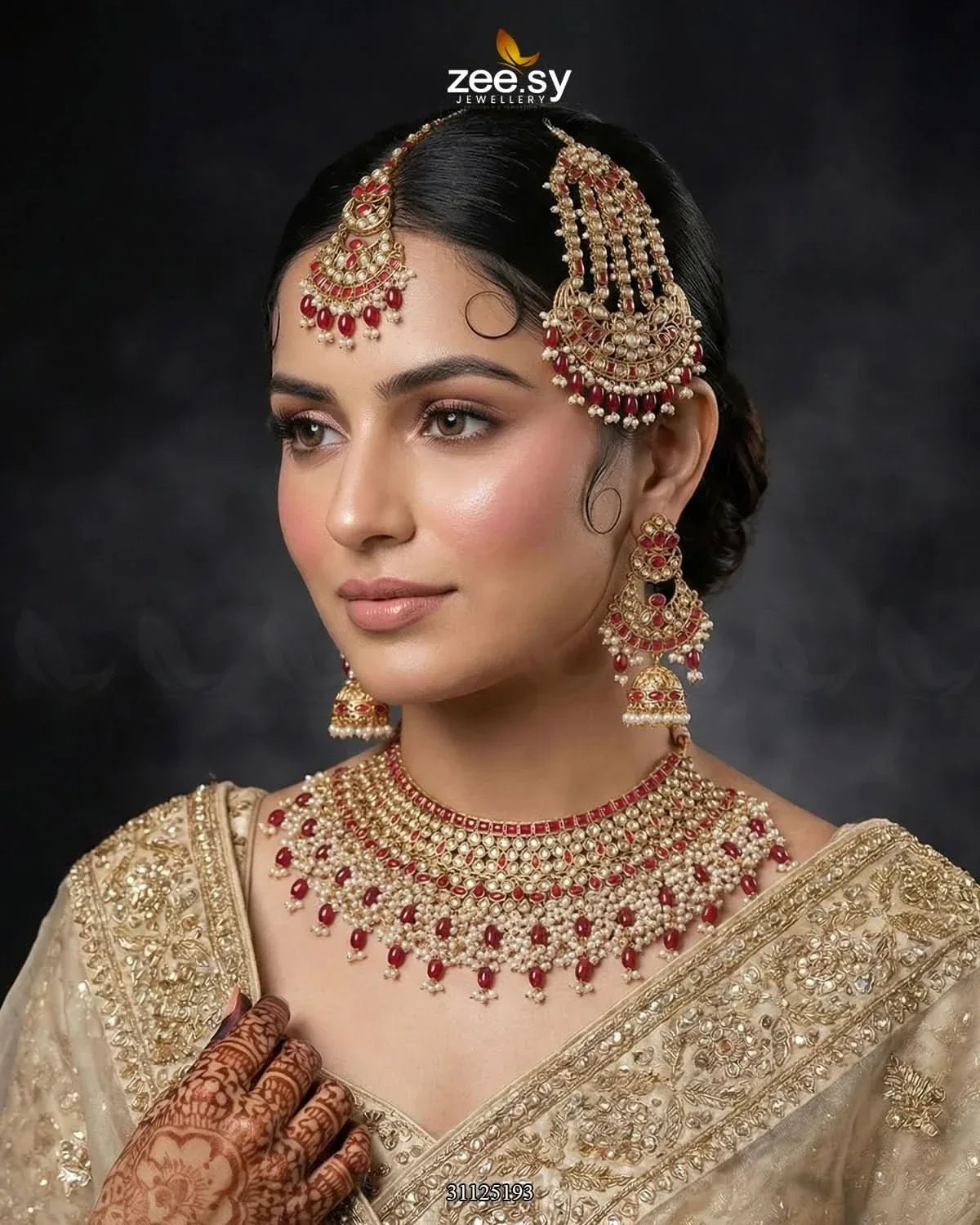 Eminent Wide Gilded Bridal Set Bridal Set - Zeesy Jewellery Pakistan | Premium Artificial & Imitation Jewellery