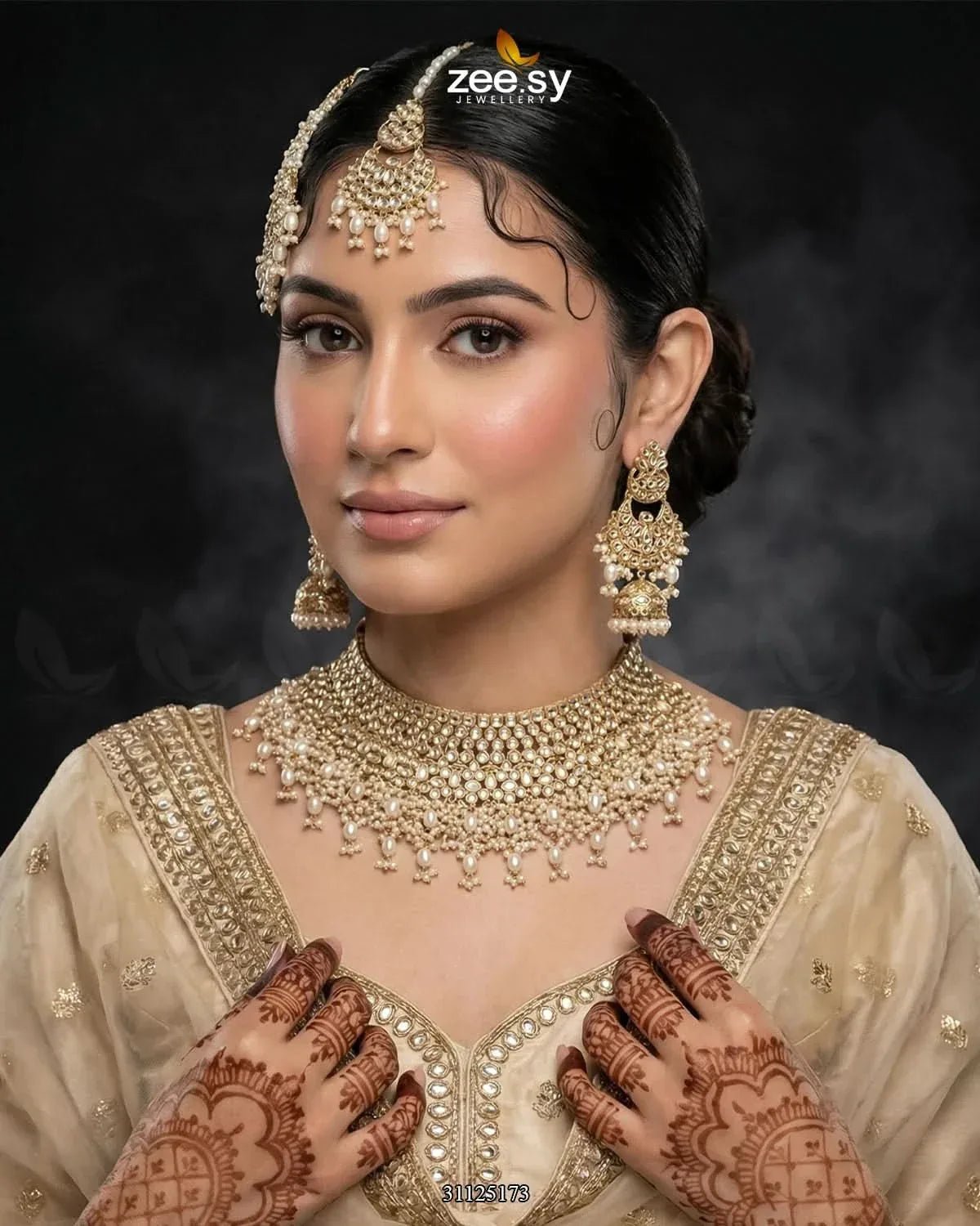 Eminent Wide Gilded Bridal Set Bridal Set - Zeesy Jewellery Pakistan | Premium Artificial & Imitation Jewellery