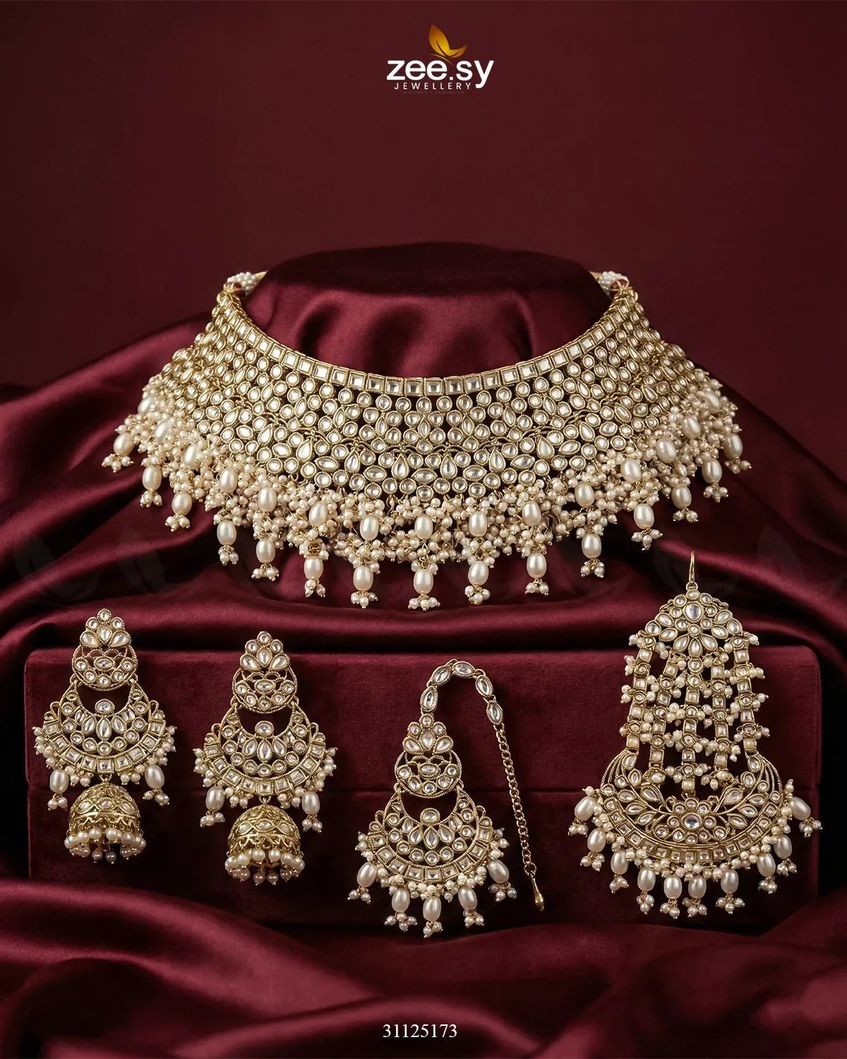 Eminent Wide Gilded Bridal Set Bridal Set - Zeesy Jewellery Pakistan | Premium Artificial & Imitation Jewellery