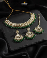 Exquisite Precious Formed Bridal Set Golden Green Bridal Set - Zeesy Jewellery Pakistan | Premium Artificial & Imitation Jewellery