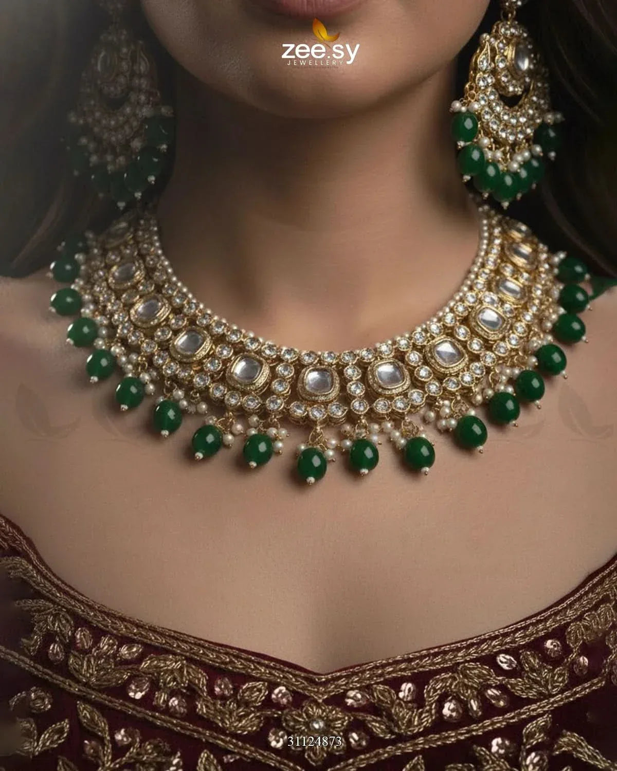Exquisite Precious Formed Bridal Set Bridal Set - Zeesy Jewellery Pakistan | Premium Artificial & Imitation Jewellery
