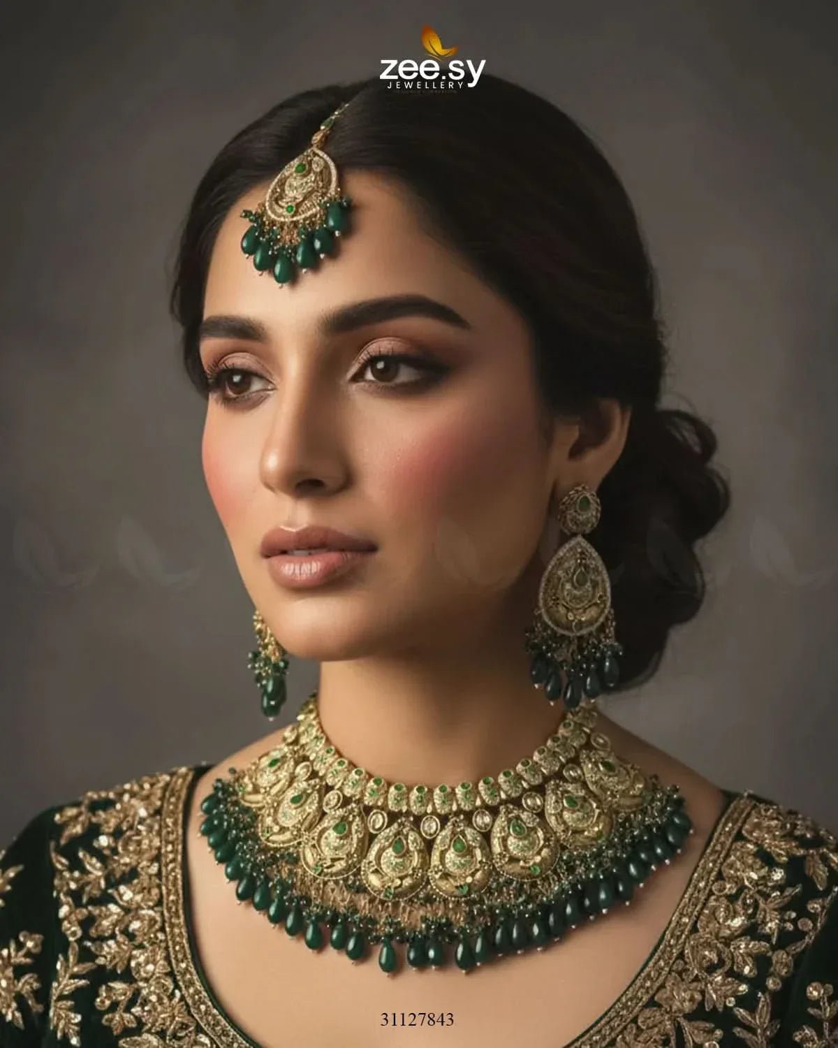 Vintage Amber Zircon Bridal Set Bridal Set - Zeesy Jewellery Pakistan | Premium Artificial & Imitation Jewellery