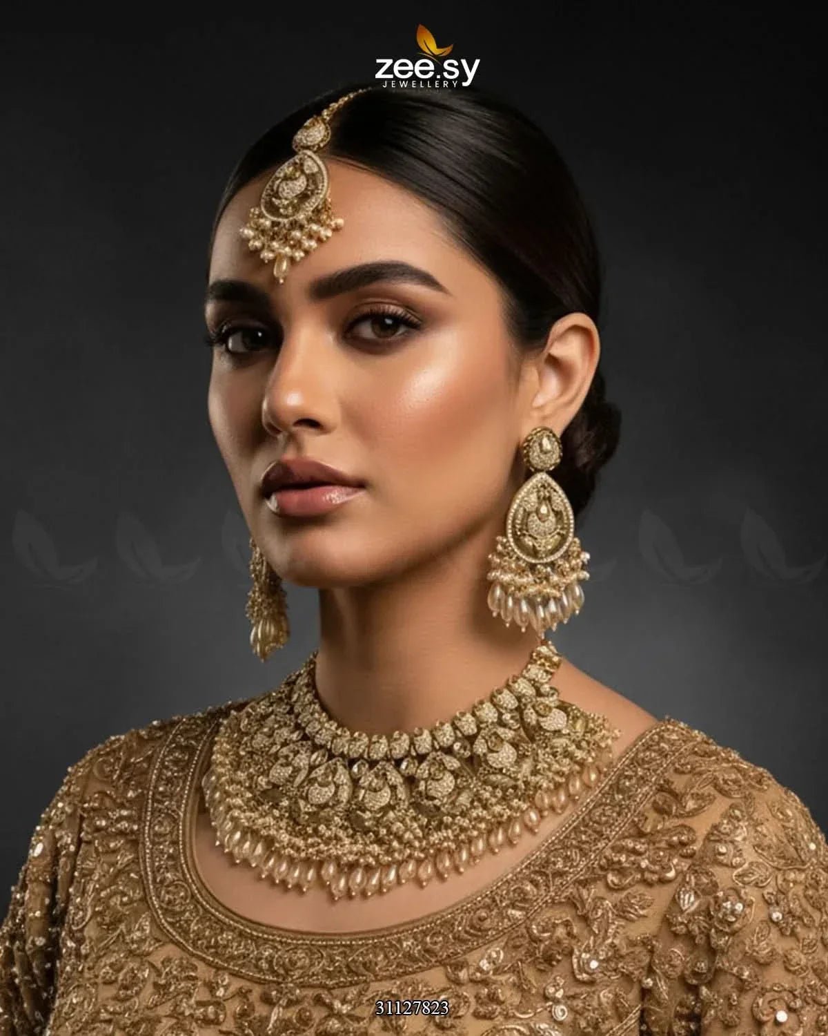 Vintage Amber Zircon Bridal Set Bridal Set - Zeesy Jewellery Pakistan | Premium Artificial & Imitation Jewellery