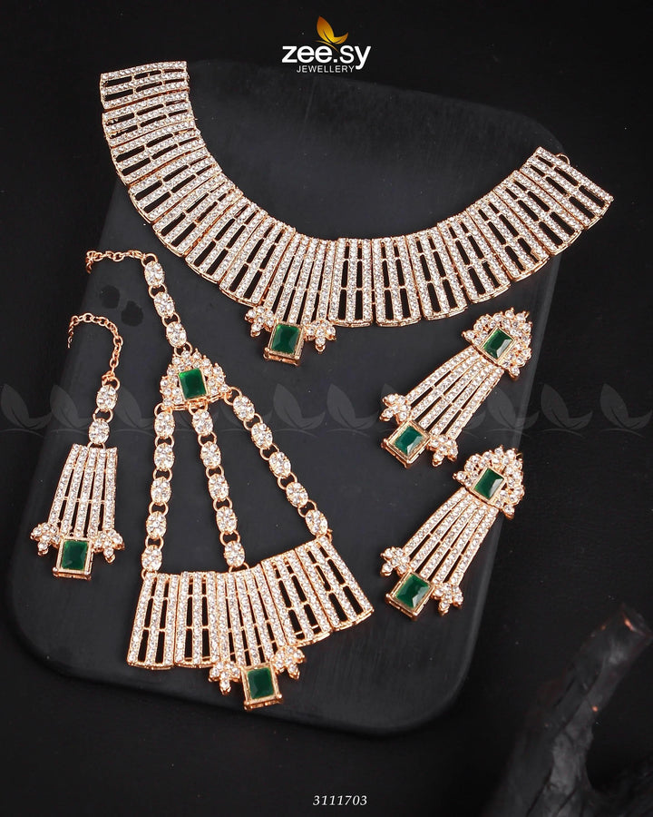 Bismah Maroof Bridal Sets Golden Green Bridal Set - Zeesy Jewellery Pakistan | Premium Artificial & Imitation Jewellery