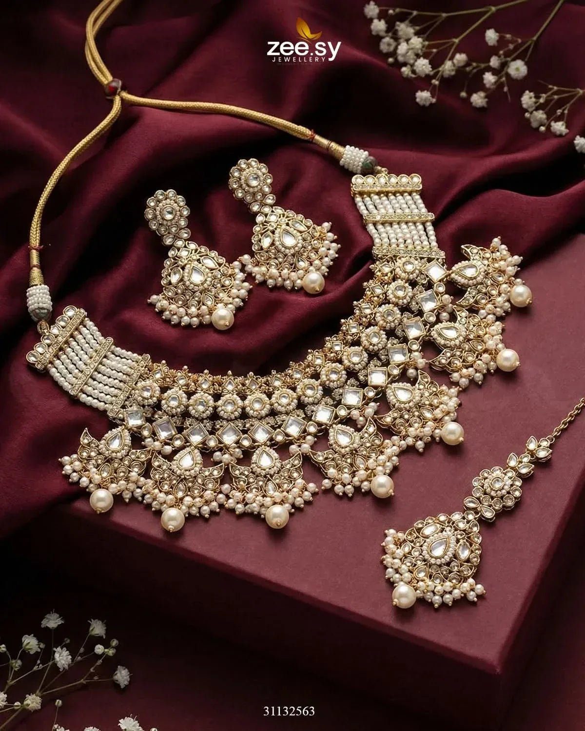 Anarkali Faux Pearl Bridal Set Bridal Set - Zeesy Jewellery Pakistan | Premium Artificial & Imitation Jewellery