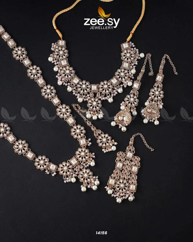 Armeria Bridal Set Golden Pearl Bridal Set - Zeesy Jewellery Pakistan | Premium Artificial & Imitation Jewellery