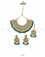 Artisan Elaborate Bridal Set Golden Green Bridal Set - Zeesy Jewellery Pakistan | Premium Artificial & Imitation Jewellery