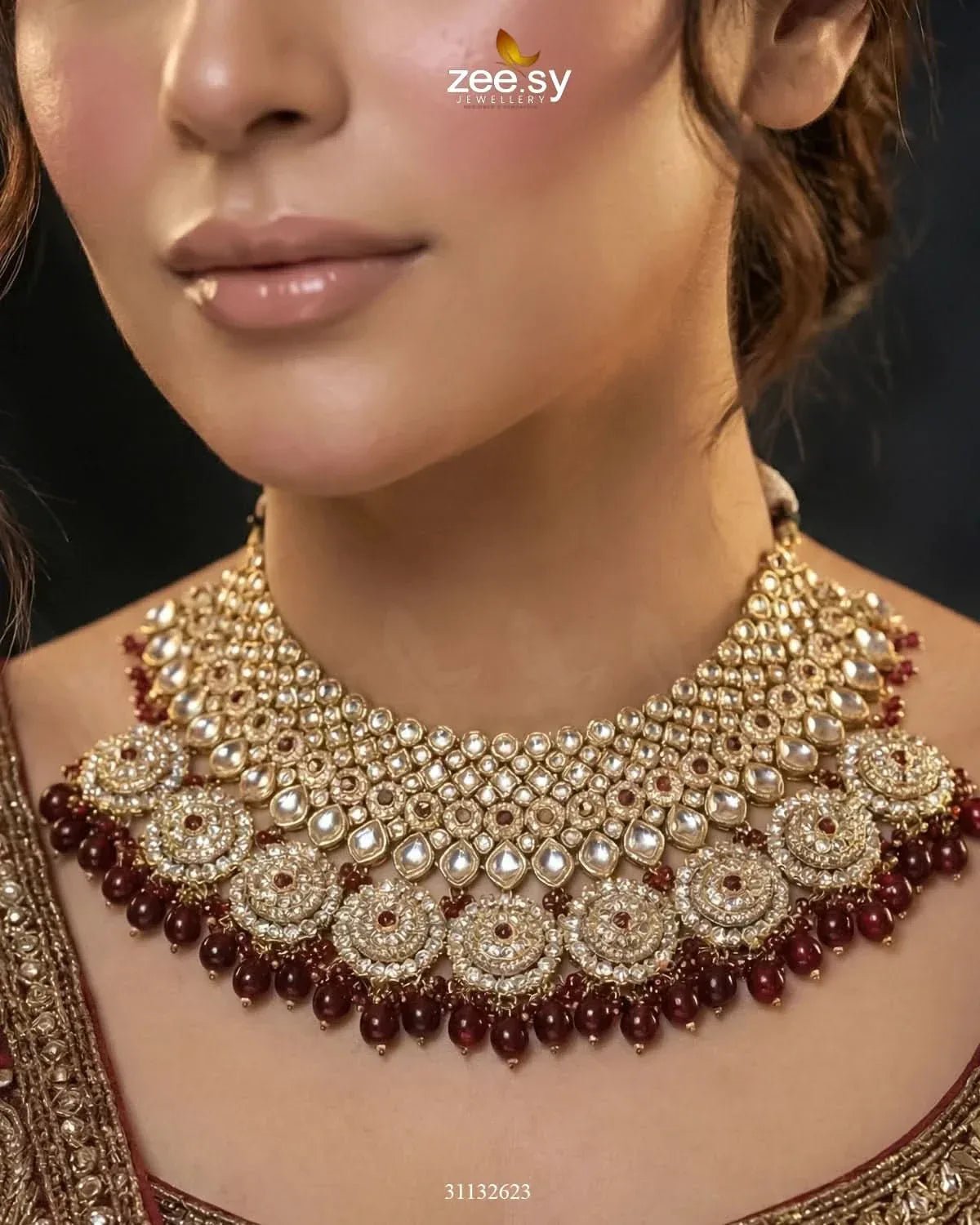 Royal Flower Kundan Bridal Set Bridal Set - Zeesy Jewellery Pakistan | Premium Artificial & Imitation Jewellery