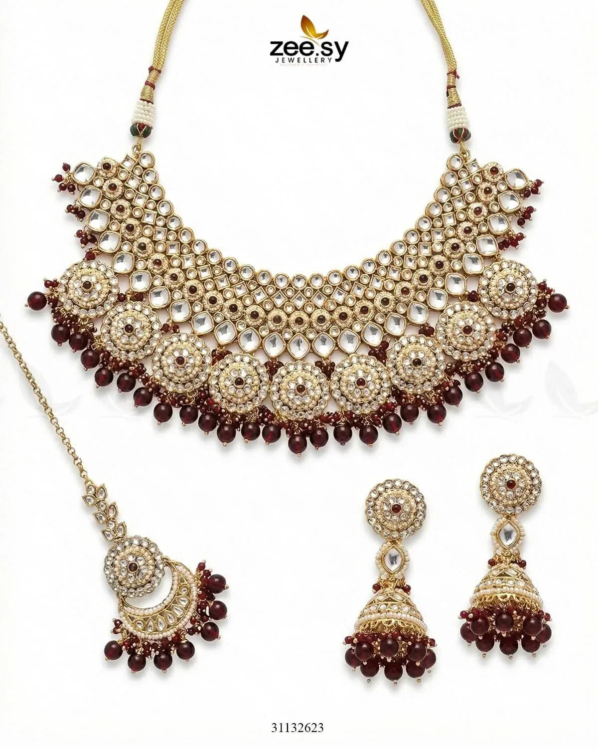 Royal Flower Kundan Bridal Set Bridal Set - Zeesy Jewellery Pakistan | Premium Artificial & Imitation Jewellery