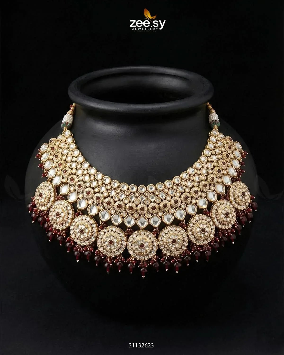 Royal Flower Kundan Bridal Set Bridal Set - Zeesy Jewellery Pakistan | Premium Artificial & Imitation Jewellery