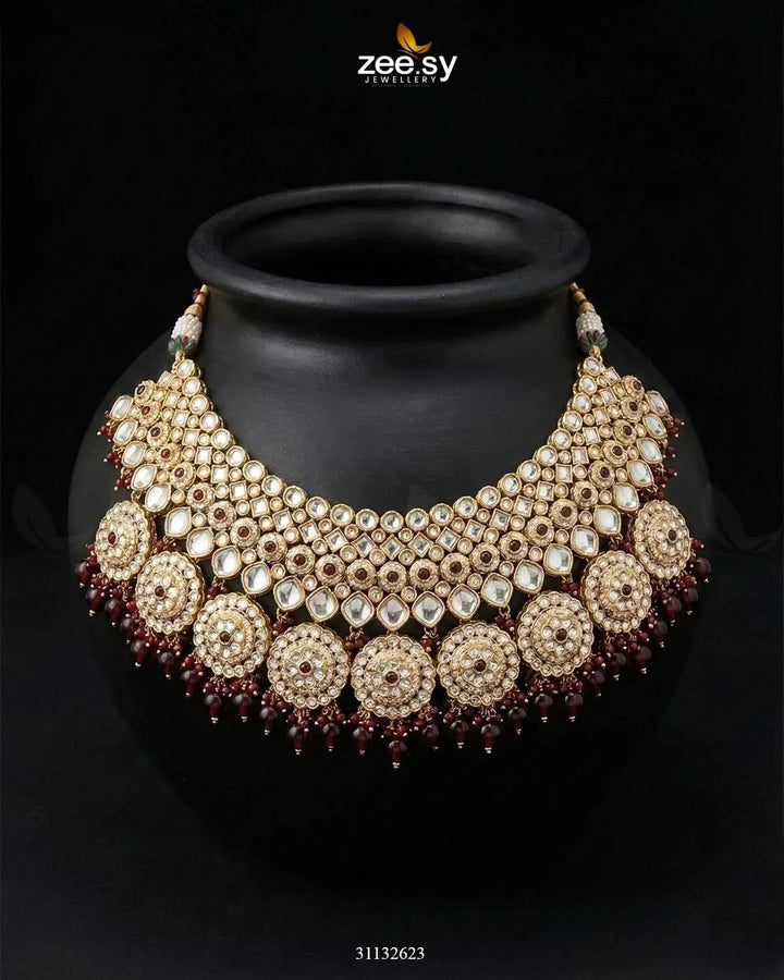 Royal Flower Kundan Bridal Set Bridal Set - Zeesy Jewellery Pakistan | Premium Artificial & Imitation Jewellery