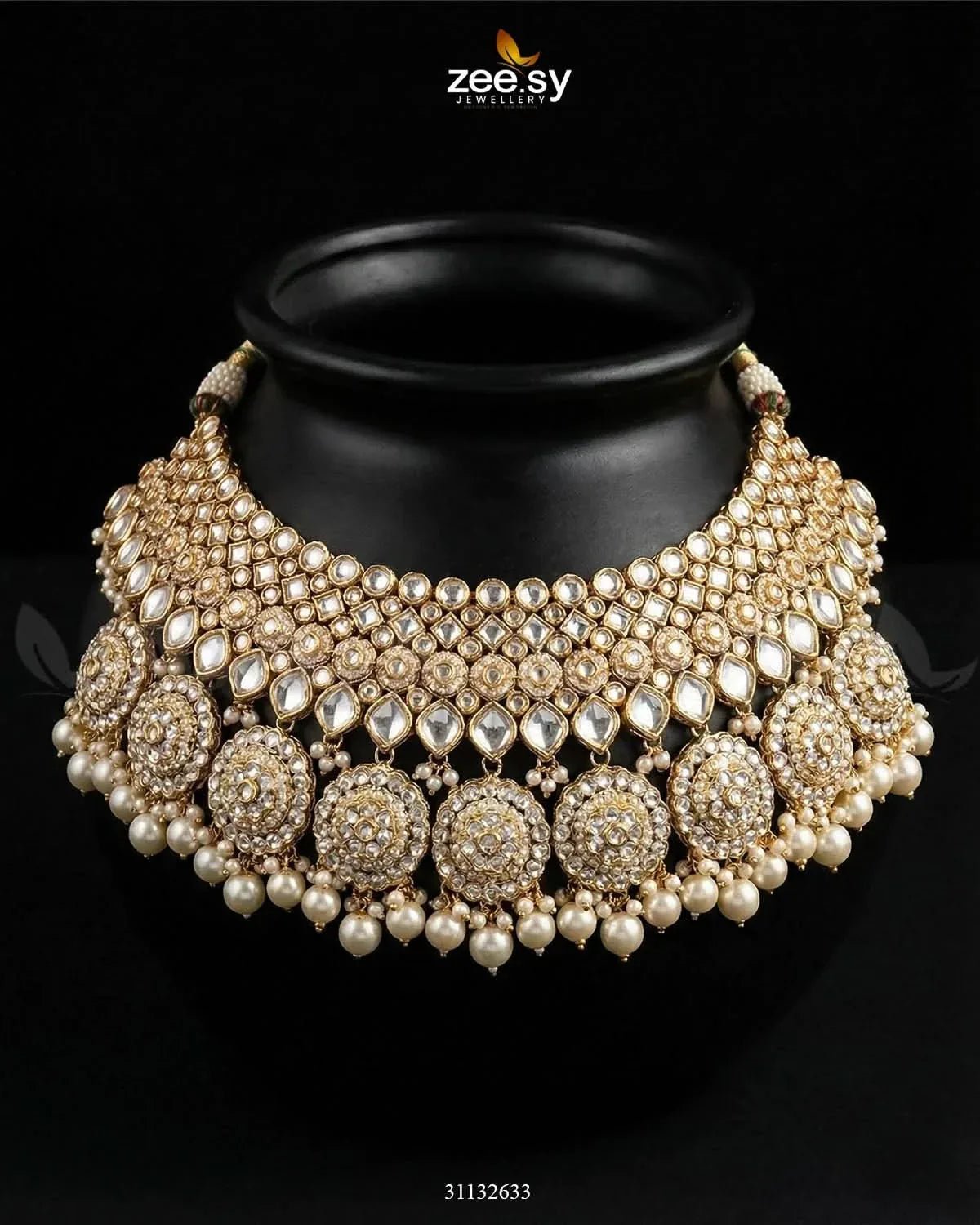 Royal Flower Kundan Bridal Set Bridal Set - Zeesy Jewellery Pakistan | Premium Artificial & Imitation Jewellery