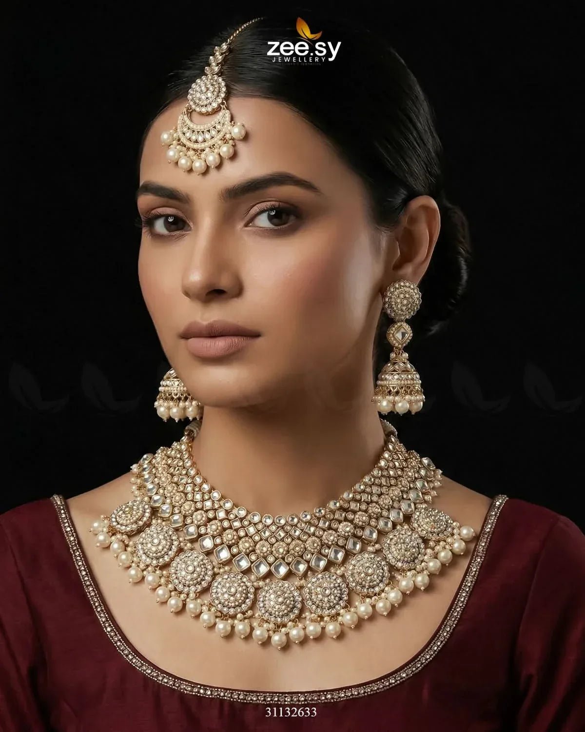 Royal Flower Kundan Bridal Set Bridal Set - Zeesy Jewellery Pakistan | Premium Artificial & Imitation Jewellery