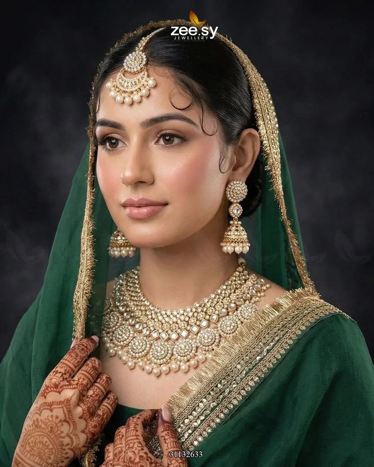 Royal Flower Kundan Bridal Set Bridal Set - Zeesy Jewellery Pakistan | Premium Artificial & Imitation Jewellery