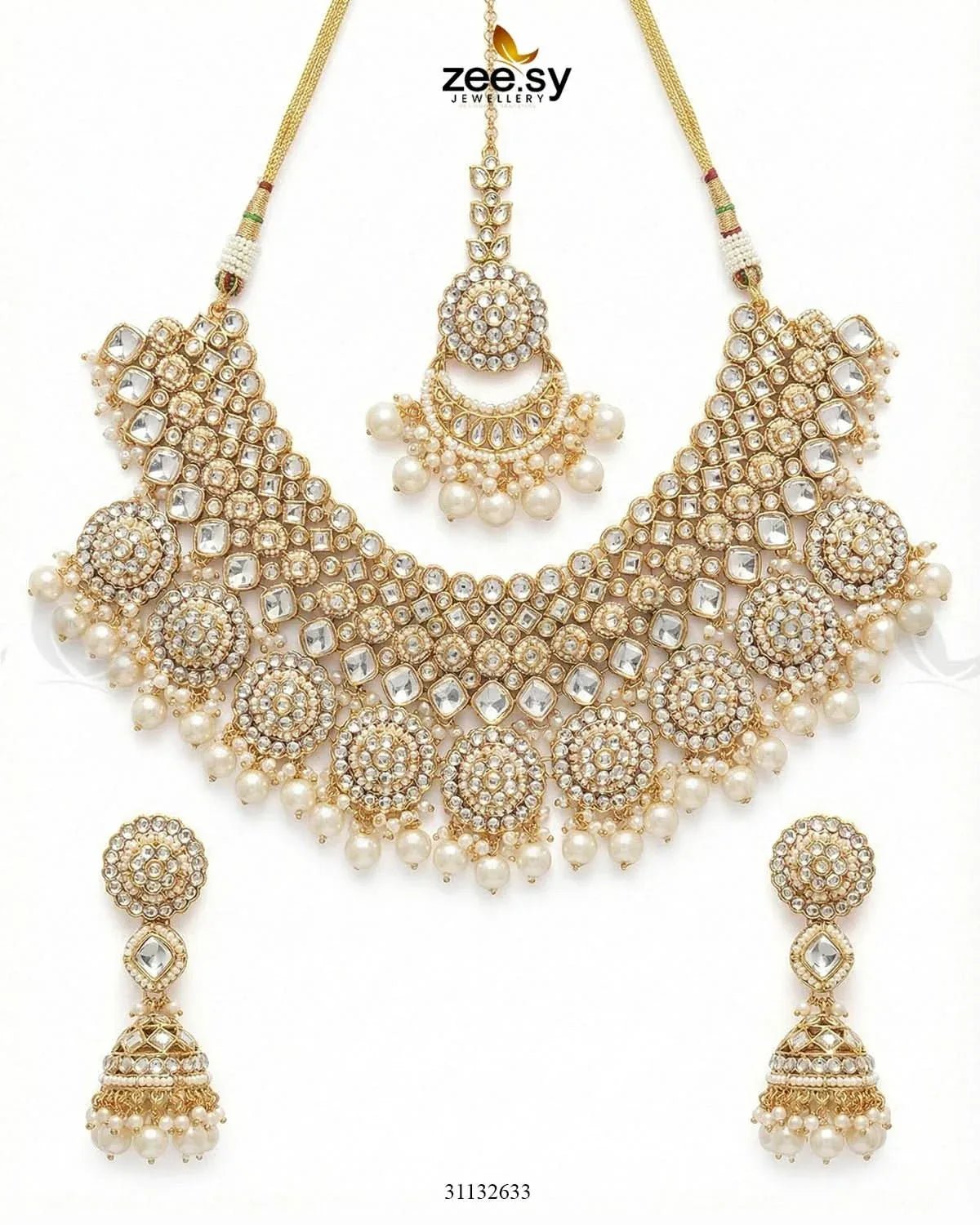 Royal Flower Kundan Bridal Set Bridal Set - Zeesy Jewellery Pakistan | Premium Artificial & Imitation Jewellery
