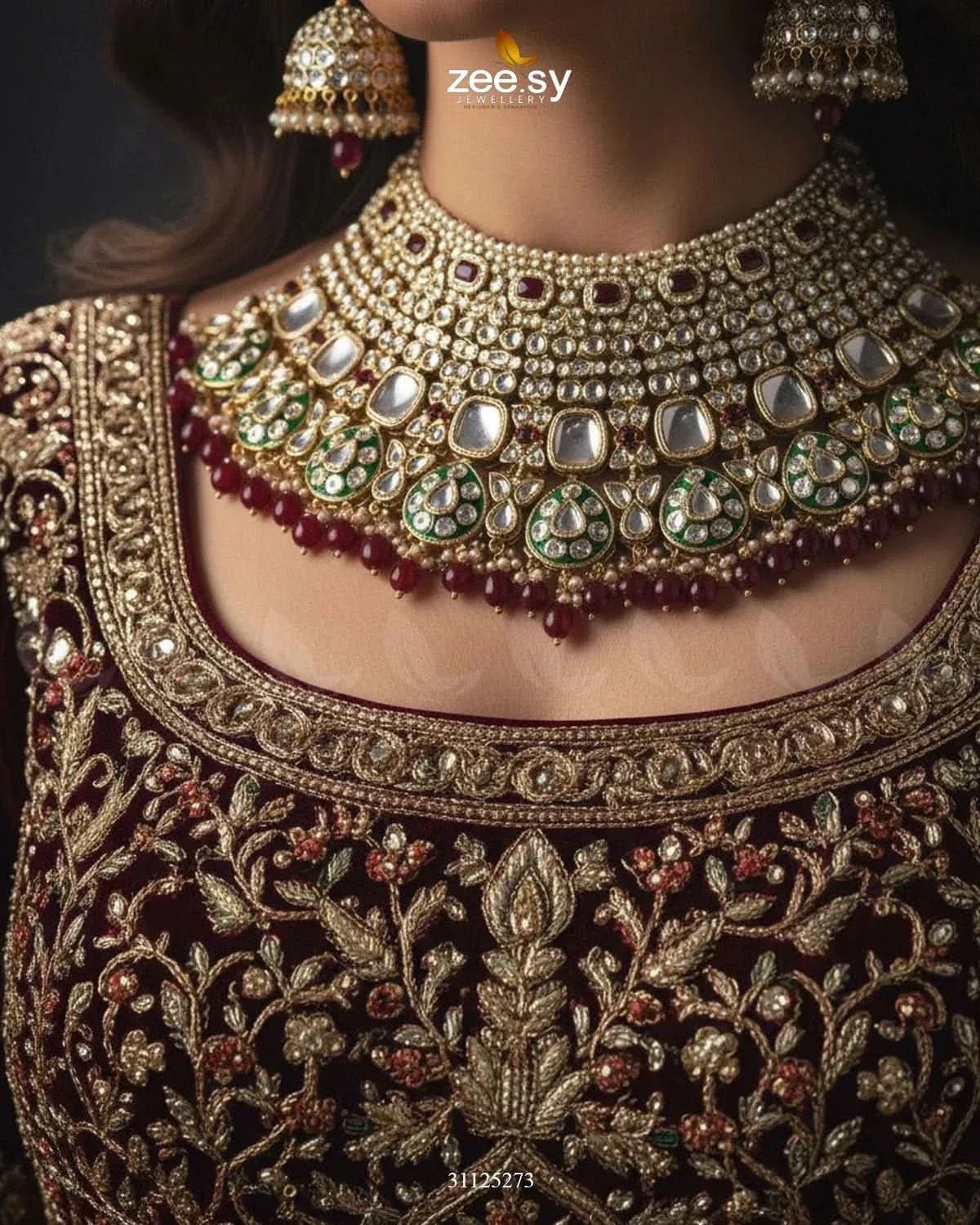 Royal Intricate Crystal Bridal Set Bridal Set - Zeesy Jewellery Pakistan | Premium Artificial & Imitation Jewellery