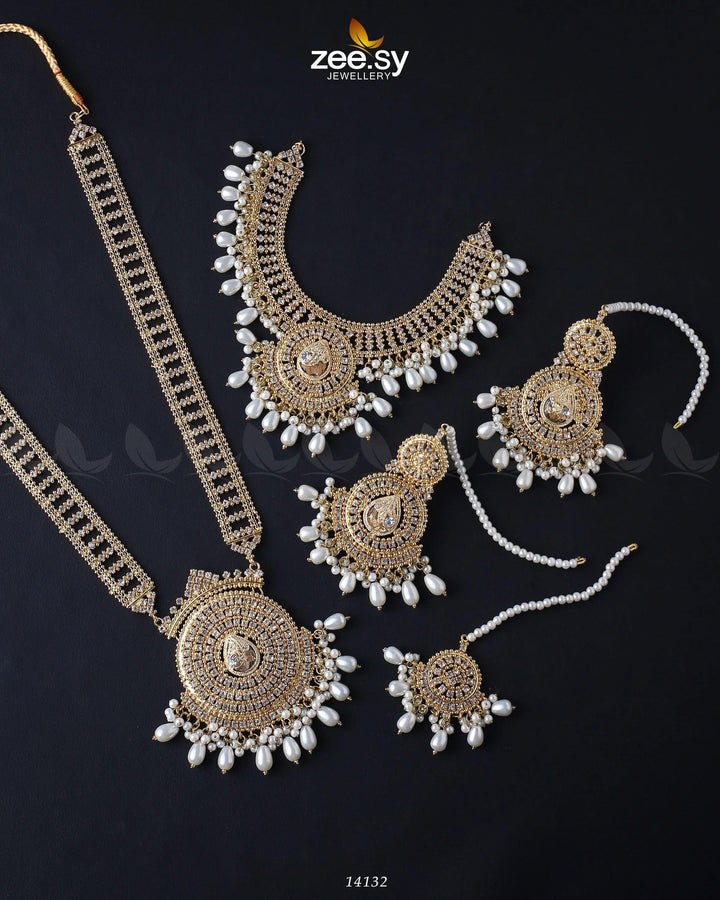 Sofia's Bridal Set Golden Pearl Bridal Set - Zeesy Jewellery Pakistan | Premium Artificial & Imitation Jewellery