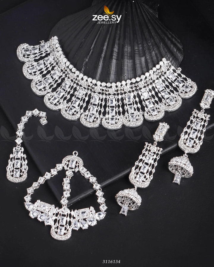 Ariana Bridal Sets Silver Bridal Set - Zeesy Jewellery Pakistan | Premium Artificial & Imitation Jewellery