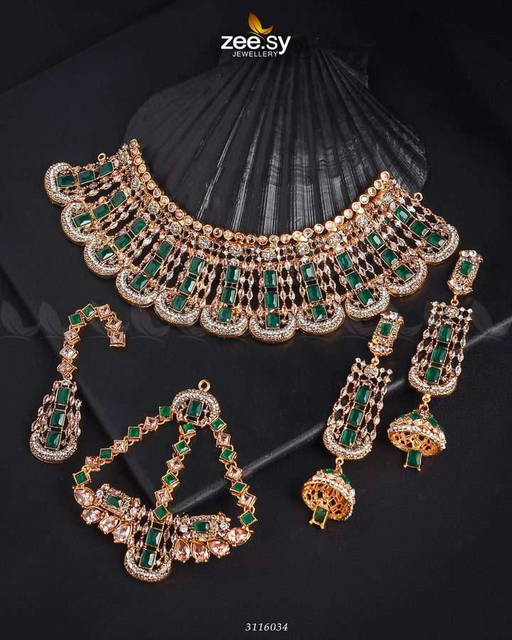 Ariana Bridal Sets Golden Green Bridal Set - Zeesy Jewellery Pakistan | Premium Artificial & Imitation Jewellery