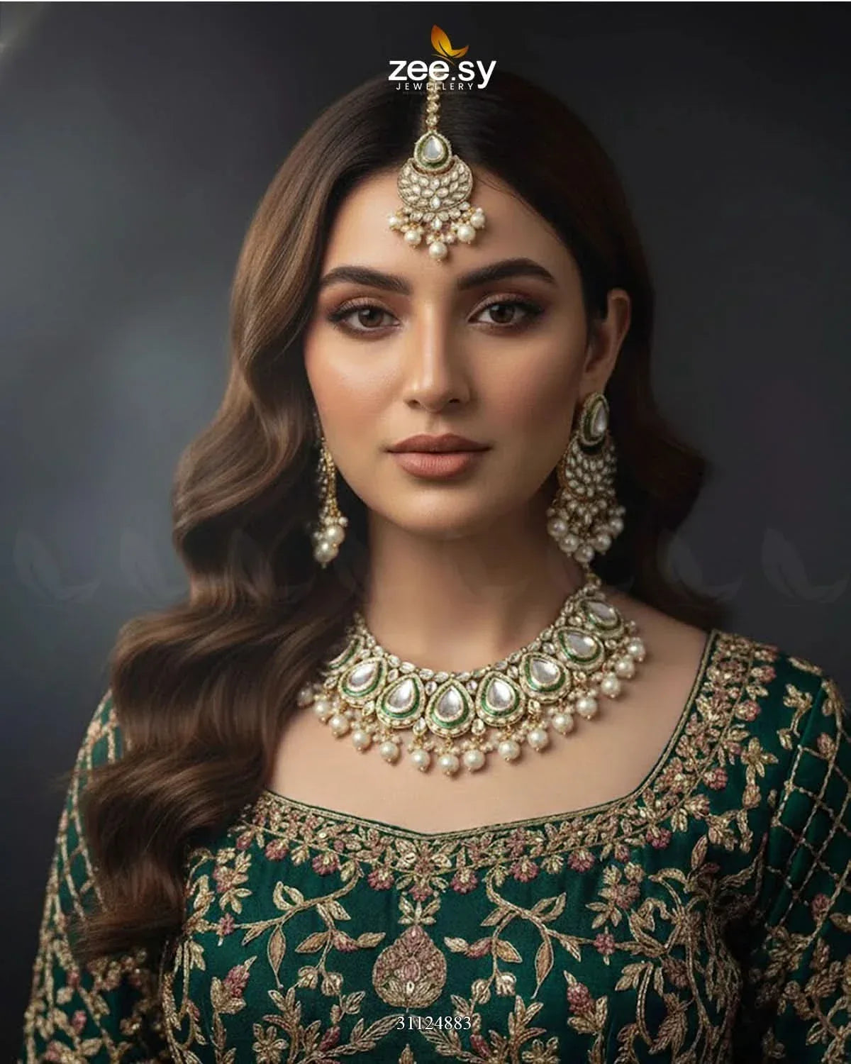 Grandeur Crystal Bridal Set Bridal Set - Zeesy Jewellery Pakistan | Premium Artificial & Imitation Jewellery